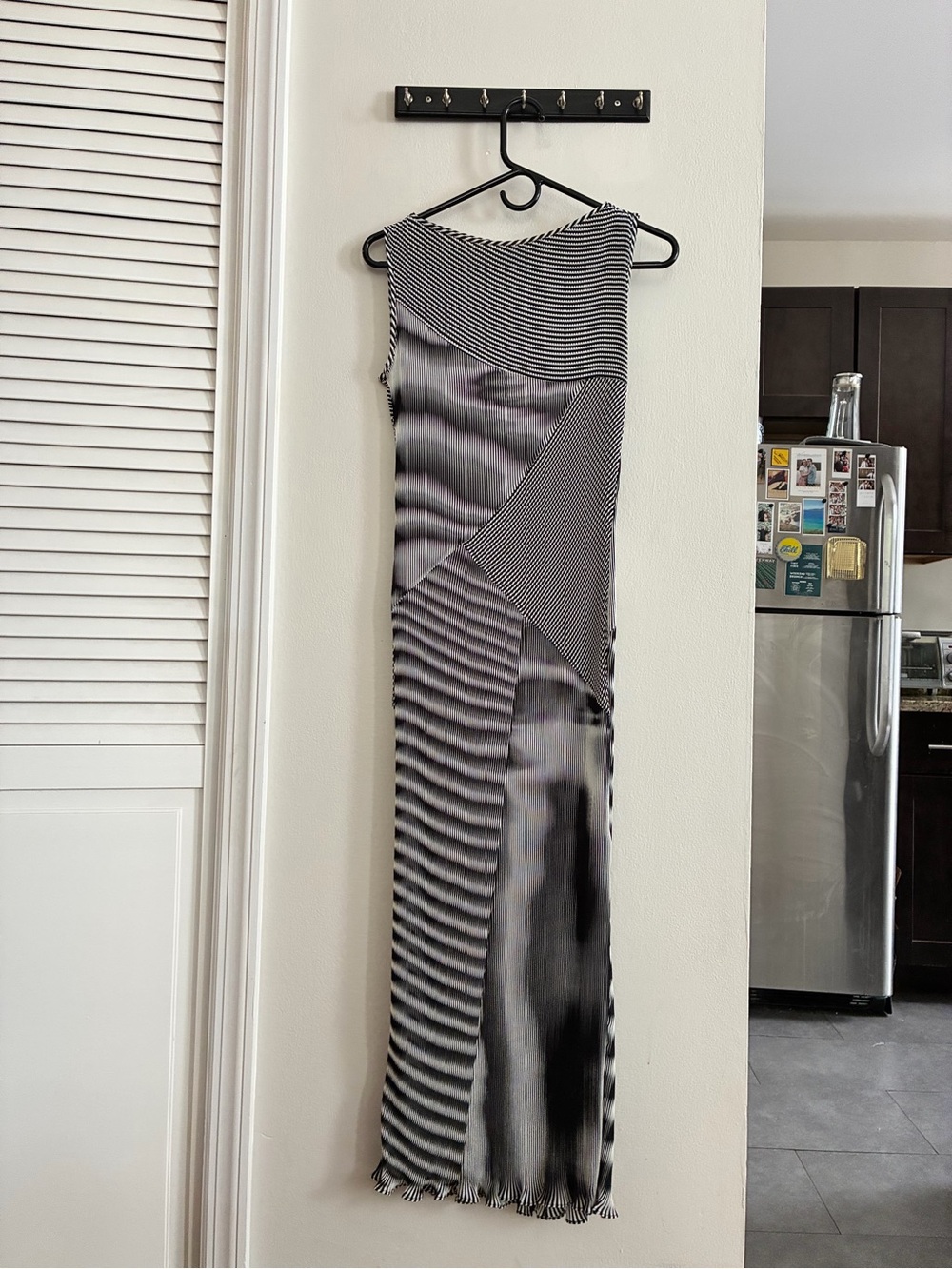 Vivienne Tam Black & White Striped Geometric Maxi Dress